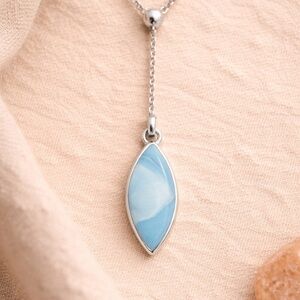 Natural Larimar Marquise Pendant | 925 Sterling Silver Timeless Everyday #550